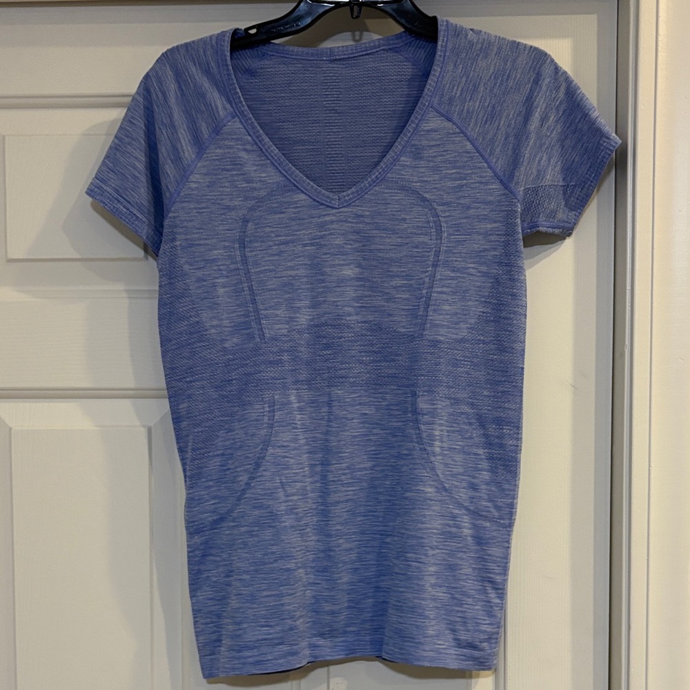 lululemon Swiftly Heathered Blue Short Sleeve Tee